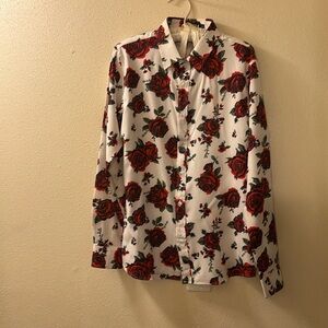 Zeroyaa white red green button down for casual night out!